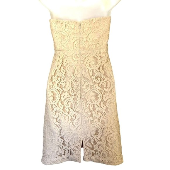 J.CREW “KELSEY” ECRU CHAMPAGNE LEAVER LACE SHEATH DRESS SIZE 4 - Picture 9 of 14